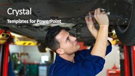  Presentation with maintenance reliability - Slide deck enhanced with maintenance reliability - car mechanic in workshop background and a  colored foreground