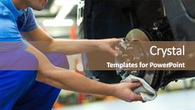  Presentation with maintenance reliability - Colorful slide set enhanced with maintenance reliability - car mechanic in workshop backdrop and a  colored foreground