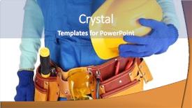  Presentation with blue yellow - Audience pleasing PPT theme consisting of maintenance reliability - male builder in blue overalls backdrop and a  colored foreground