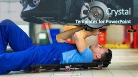  Presentation with maintenance reliability - Audience pleasing PPT theme consisting of maintenance reliability - mechanic working on car backdrop and a  colored foreground