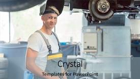  Presentation with mechanic shop - Amazing slides having maintenance reliability - portrait of a young backdrop and a light blue colored foreground