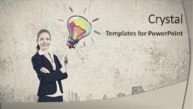  Presentation with paint brush - Amazing PPT theme having maintenance services - young pretty businesswoman holding paint backdrop and a  colored foreground