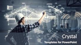  Presentation with sketching - Cool new theme with maintenance strategy - builder woman sketching project mixed backdrop and a  colored foreground