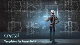  Presentation with sketching - Theme having maintenance strategy - builder woman sketching project mixed background and a  colored foreground