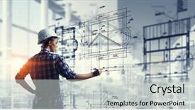  Presentation with sketching - PPT layouts with maintenance strategy - builder woman sketching project mixed background and a light gray colored foreground