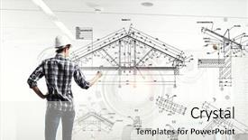  Presentation with sketching - Cool new presentation with maintenance strategy - builder woman sketching project mixed backdrop and a  colored foreground