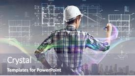  Presentation with sketching - Cool new PPT theme with maintenance strategy - builder woman sketching project mixed backdrop and a  colored foreground