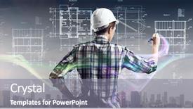  Presentation with sketching - Presentation with maintenance strategy - builder woman sketching project background and a  colored foreground