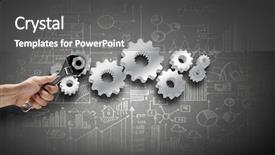  Presentation with mechanism - Slide deck consisting of maintenance strategy - close up of hand background and a  colored foreground