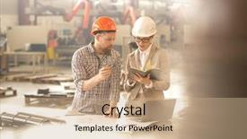  Presentation with reading - Audience pleasing theme consisting of maintenance strategy - young female engineer reading working backdrop and a coral colored foreground