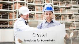  Presentation with foreman - PPT theme featuring maintenance work - architect explaining a drawing background and a  colored foreground