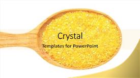  Presentation with spoon - Theme having maize - wooden spoon with cornmeal isolated background and a yellow colored foreground