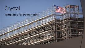  Presentation with american flag - PPT theme featuring majestic american flag flying background and a teal colored foreground