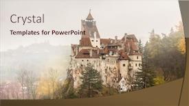  Presentation with romania - Theme consisting of majestic-bran-castle-in-romania background and a lemonade colored foreground