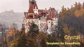  Presentation with romania - Slide deck enhanced with majestic-bran-castle-in-romania background and a tawny brown colored foreground