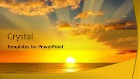  Presentation with blue orange - PPT theme enhanced with majestic-bright-sunrise-over-ocean background and a gold colored foreground