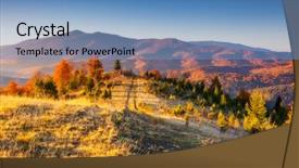  Presentation with autumn morning - Theme enhanced with majestic colorful landscape with sunny beams at mountain valley natural park dramatic morning scene red autumn leaves carpathian ukraine europe beauty world background and a teal colored foreground