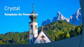  Presentation with powerful - Audience pleasing presentation theme consisting of majestic-dolomites-tyrol-italy-powerful backdrop and a gray colored foreground