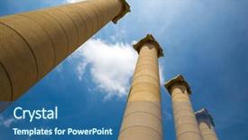  Presentation with greek columns - Presentation theme featuring majestic greek columns against blue background and a ocean colored foreground