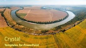  Presentation with earth eye - Slide deck enhanced with majestic-horseshoe-shaped-meander background and a tawny brown colored foreground