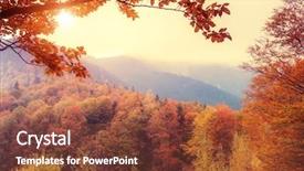  Presentation with trees forest lumber - Colorful theme enhanced with majestic landscape with autumn trees backdrop and a tawny brown colored foreground