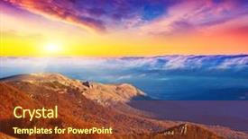  Presentation with landscape maintenance work - PPT theme enhanced with majestic morning mountain landscape dramatic background and a tawny brown colored foreground