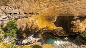  Presentation with america canada - PPT theme featuring majestic-mountain-creek-with-rocky background and a gold colored foreground