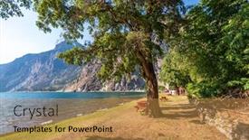  Presentation with canada - Cool new PPT theme with majestic mountain lake in canada backdrop and a gold colored foreground