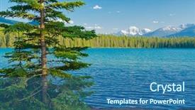  Presentation with canada ontario lake of two - Slide deck enhanced with majestic mountain lake in canada background and a  colored foreground
