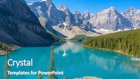  Presentation with mountain lake - Slide deck with majestic mountain lake in canada background and a teal colored foreground