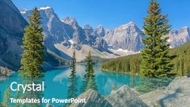  Presentation with mountain lake - Amazing PPT theme having majestic mountain lake in canada backdrop and a teal colored foreground