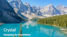 Presentation with canada ontario lake of two - Beautiful presentation theme featuring majestic mountain lake in canada backdrop and a  colored foreground