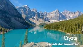  Presentation with mountain lake - Theme featuring majestic mountain lake in canada background and a teal colored foreground