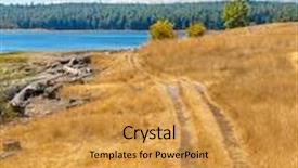  Presentation with canada - Beautiful theme featuring majestic mountain lake in canada drumbeg park lake trail view backdrop and a gold colored foreground