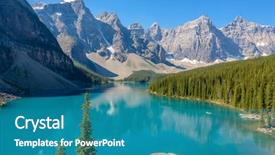  Presentation with mountain lake - Colorful PPT theme enhanced with majestic mountain lake in canada backdrop and a teal colored foreground