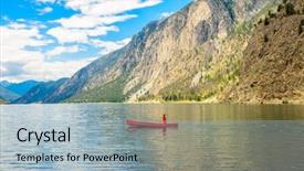  Presentation with british columbia - Slide deck with majestic mountain lake in canada background and a  colored foreground