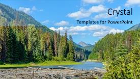  Presentation with mountain lake - Beautiful PPT theme featuring majestic mountain lake in canada backdrop and a light blue colored foreground