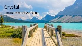  Presentation with canada - Colorful slide deck enhanced with majestic mountain lake and small wooden bridge in canada backdrop and a light blue colored foreground