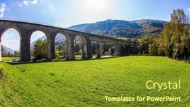 Presentation with forests - Amazing PPT theme having majestic-powerful-bridge-viaduct-over backdrop and a tawny brown colored foreground