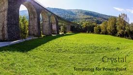  Presentation with rocky mountains - Amazing slide deck having majestic-powerful-bridge-viaduct-over backdrop and a gold colored foreground