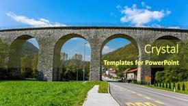 Presentation with rocky mountains - Presentation design featuring majestic-powerful-bridge-viaduct-over background and a tawny brown colored foreground