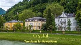  Presentation with salzburg - Slide set featuring majestic-river-in-city background and a tawny brown colored foreground