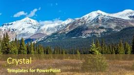  Presentation with pine trees - Theme having majestic-rocky-mountains-of-canada background and a tawny brown colored foreground