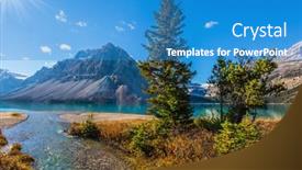  Presentation with water sun - Colorful PPT theme enhanced with majestic-rocky-mountains-of-canada backdrop and a teal colored foreground