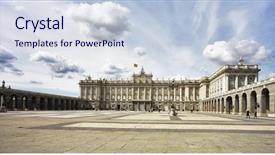  Presentation with royal britain - Presentation theme with majestic royal palace in madrid background and a lemonade colored foreground