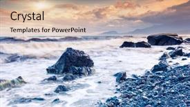  Presentation with stormy sea - PPT layouts enhanced with majestic summer sunset background and a lemonade colored foreground