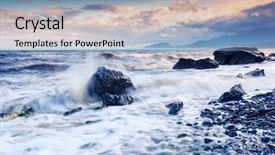  Presentation with stormy sea - Slides with majestic summer sunset over the stormy sea dramatic overcast sky crimea ukraine europe beauty world background and a light blue colored foreground