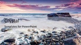  Presentation with stormy sea - PPT theme enhanced with majestic summer sunset background and a light blue colored foreground
