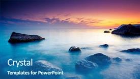 Presentation with sea - Slide deck featuring majestic summer sunset background and a ocean colored foreground