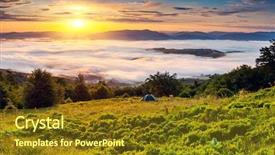  Presentation with mountains fantasy abstract nature landscape - Cool new presentation theme with majestic sunset in the mountains backdrop and a  colored foreground